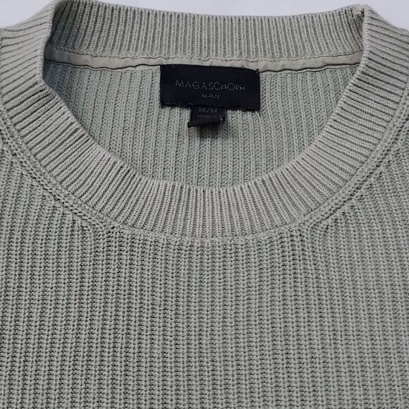 Magaschoni Man Cotton Crewneck Sweater Sage Mint M - Picture 3 of 12